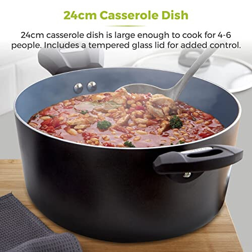 Tower T80304 Cerasure 24cm Casserole Dish with Non-Stick Coating, Suitable for all Hob Types, Graphite, Grey 2