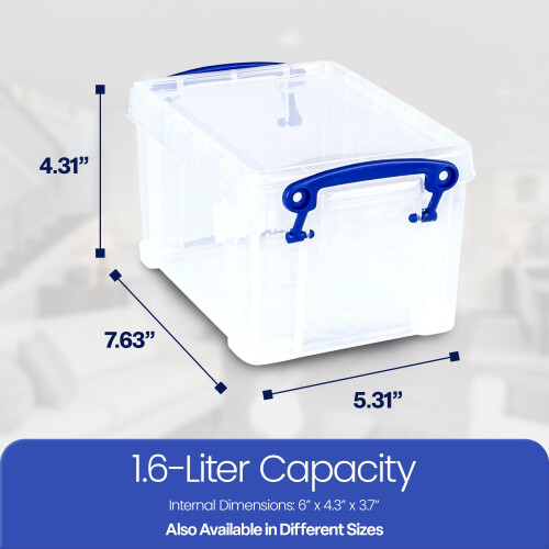 Really Useful Really Useful Plastic Storage Box 1.6 Litre Clear (Pack of 4) 2