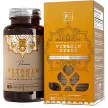 FS Vitamin D3 K2 | 180 D3 and K2 Vitamin Capsules - High Strength Vitamin D3 4000 iu & Vitamin K2 100μg per Serving |
