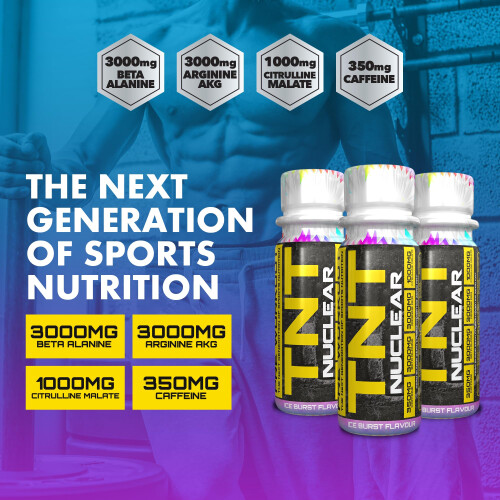 TNT Nuclear Shots - Pre Workout Energy Drink 12 x 60ml | Ice Burst 2