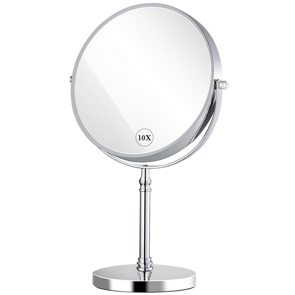 8in Magnifying Makeup Mirror 10X/1X Double Sided Tabletop Mirror 360 Free Standing Vanity Mirror for Bathroom