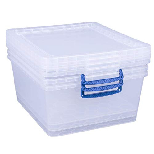 Really Useful Really Useful Nestable Plastic Storage Box 17.5 Litre Clear (Pack of 3) 1