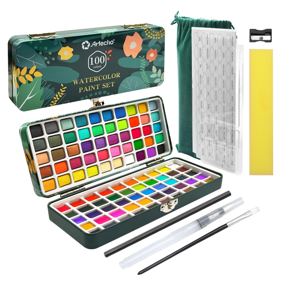 Artecho Watercolour Paint Set 100 Colors in Portable 100 Basic Colours, Multi - Image 8