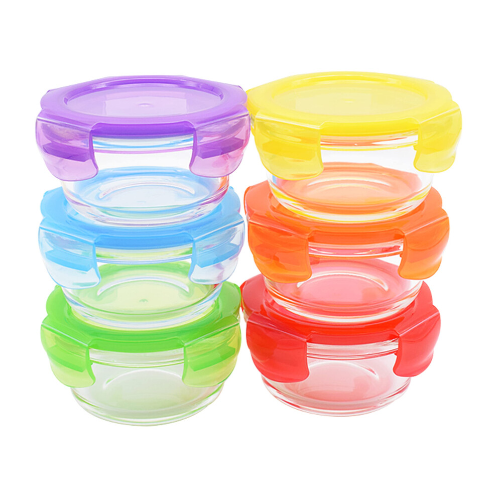 Arsuk Baby Food Storage Containers Set Freezer Food Pots Weaning Bowls Cubes Bpa-Free Glass Mini Boxes 200Ml X 6Pcs