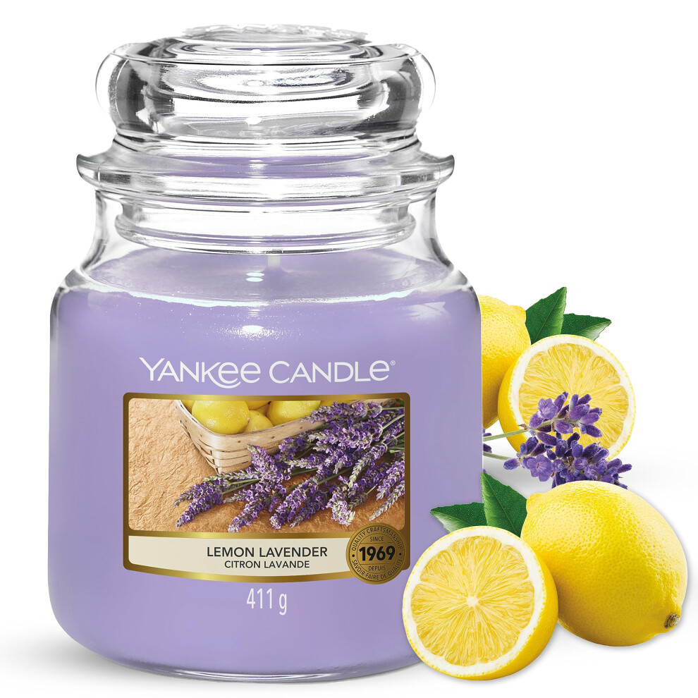 Scented Candle, Lemon Lavender Medium Jar Candle, Long Burning Candles: up to 75 Hours, Scented Candles Gifts for Women