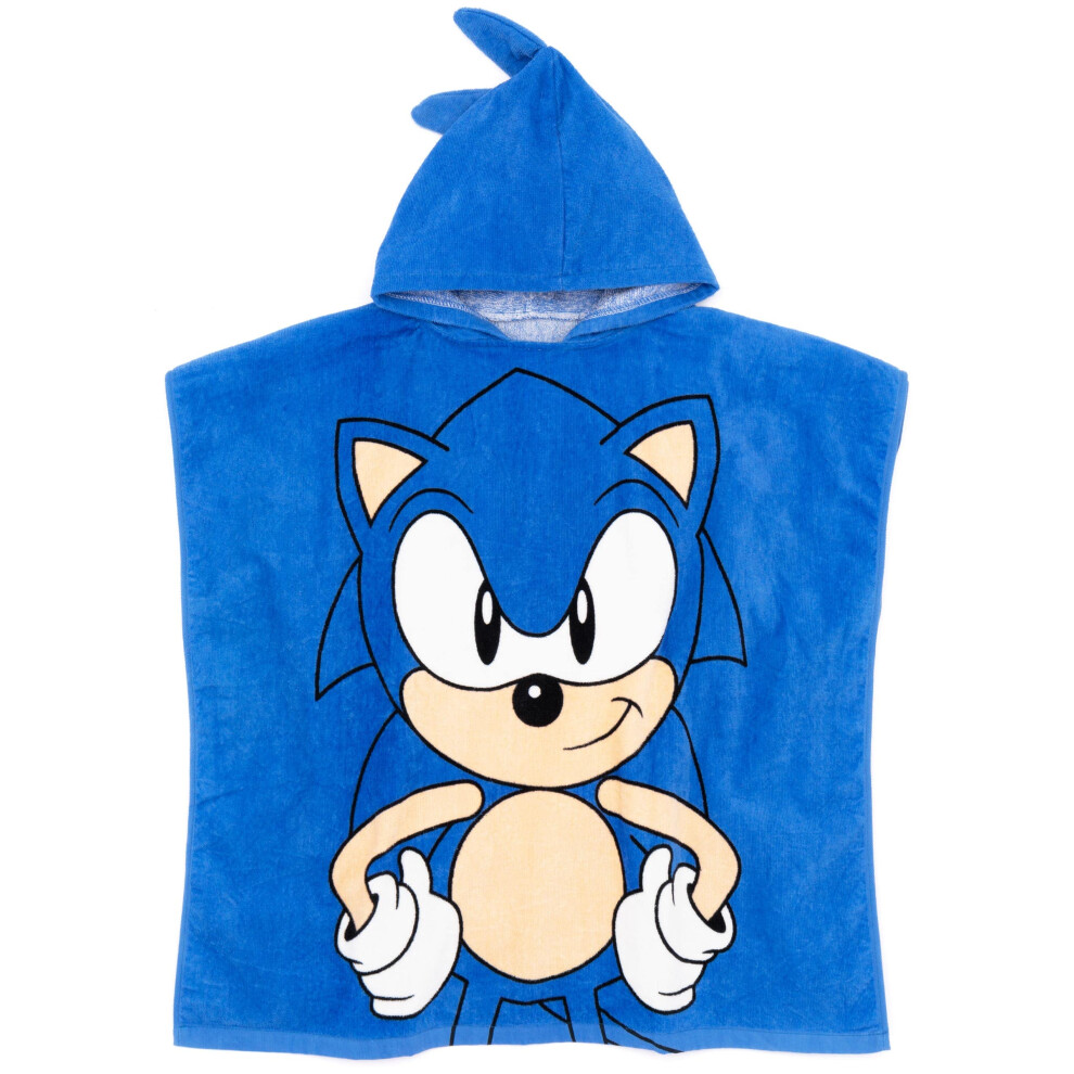 Kids Towel Poncho | Blue Gaming Bath Towel with 3D Spiked Hair | Swimming Swimwear Beach Graphic Changing Robe for Boys