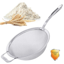 Stainless Steel 18/8 Mesh Strainer, 30 Mesh Extra Fine Quinoa Sieve, with Solid Sturdy Handle, 9" Large Flour Filter