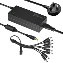 12V 5A 60W Security Camera Power Adapter 100V-240V AC to DC with 8-Way Power Splitter Cable Power Supply for CCTV