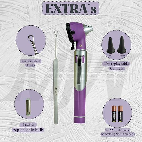 Fiber Optic Mini Otoscope Ear Healthy Tool for Home use with Extra Replaceable LED Light 2