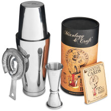 Mixology Cocktail Shaker Boston Shaker Set Professional Weighted Martini Shakers Strainer and Japanese Jigger Portable Bar Set for Drink Mixer Bart