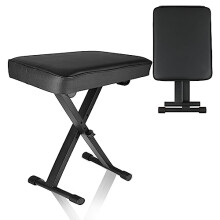 Keyboard Stool Piano Bench X-Style Padded Folding Piano Bench with High-density Sponges Non-skid Design(Black)