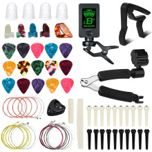 Guitar Accessories Kit, FOVERN1 72 PCS Guitar Tools Set Including Guitar Picks, Capo, Tuner, Guitar Strings, 3 in