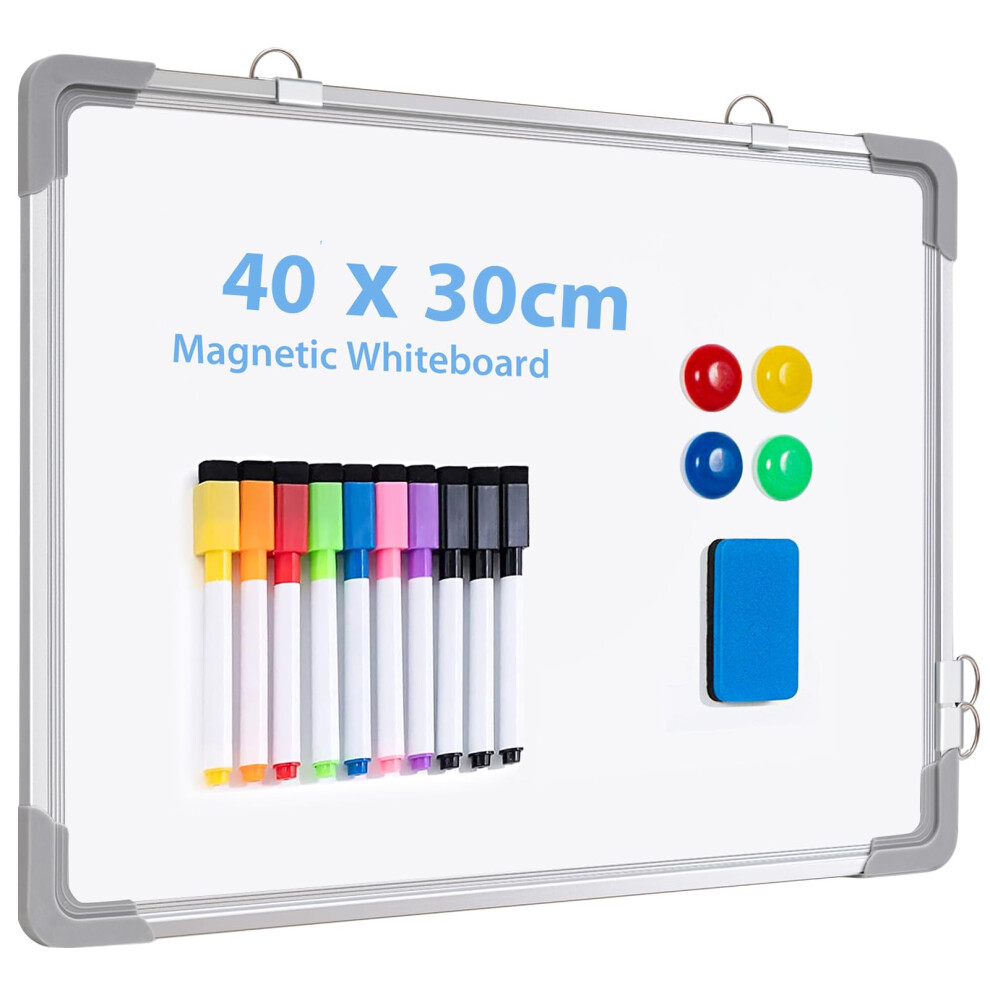 Magnetic Small Whiteboard, ARCOBIS Mini A3 Whiteboard 40 x 30 cm Hanging Double-Sided Whiteboard for Wall, Drawing,