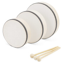 3 Pack 6, 7, 8 Inch Hand Drum Set, Frame Drum with Beater, Wood Frame Drums with Drum Sticks for Music, Instrument