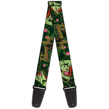 GS-WDC011 Guitar Strap - POISON IVY Bombshell Poses Greens/Reds - 2" Wide - 29-54" Length