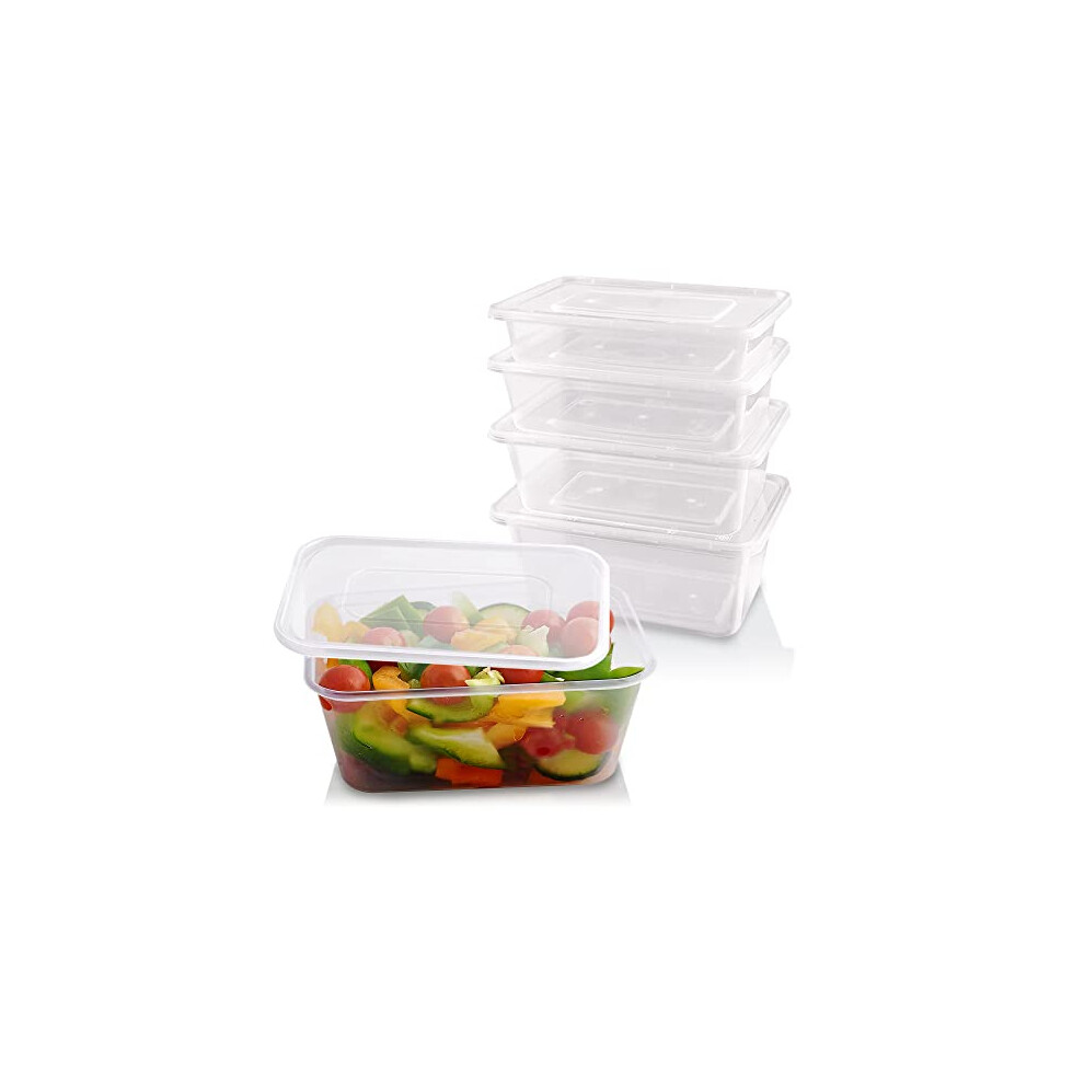 - 50pcs 750ml Clear Plastic Microwave Containers With Lids - Food Tubs Ideal For Takeaways & Restaurants - BPA Free