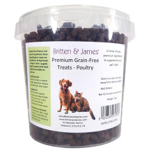 Britten & James Premium Grain Free Dog Treats & Cat Treats - Poultry 1kg - in a Stay Fresh 2L Tub