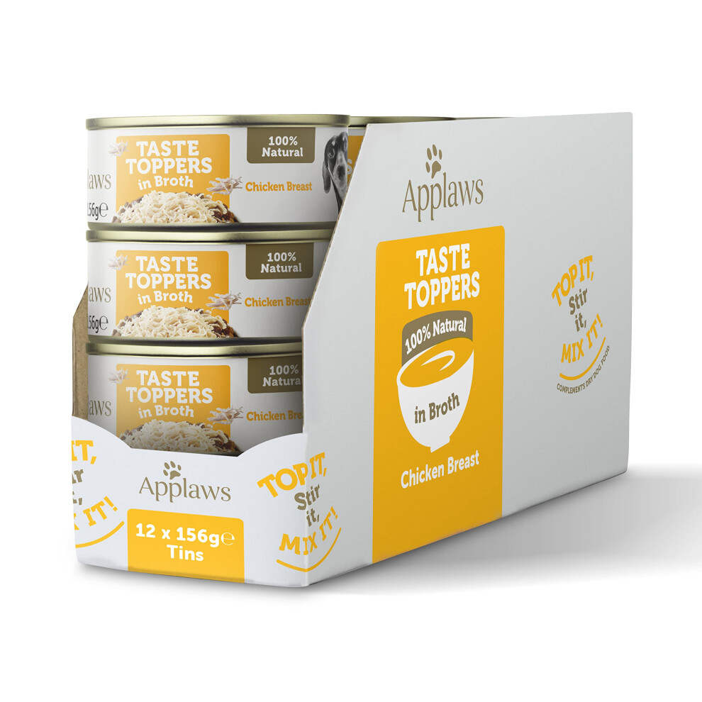 Applaws 100% Natural Wet Dog Food Tins, Chicken Breast With Rice In Broth, 156G (Pack Of 12)