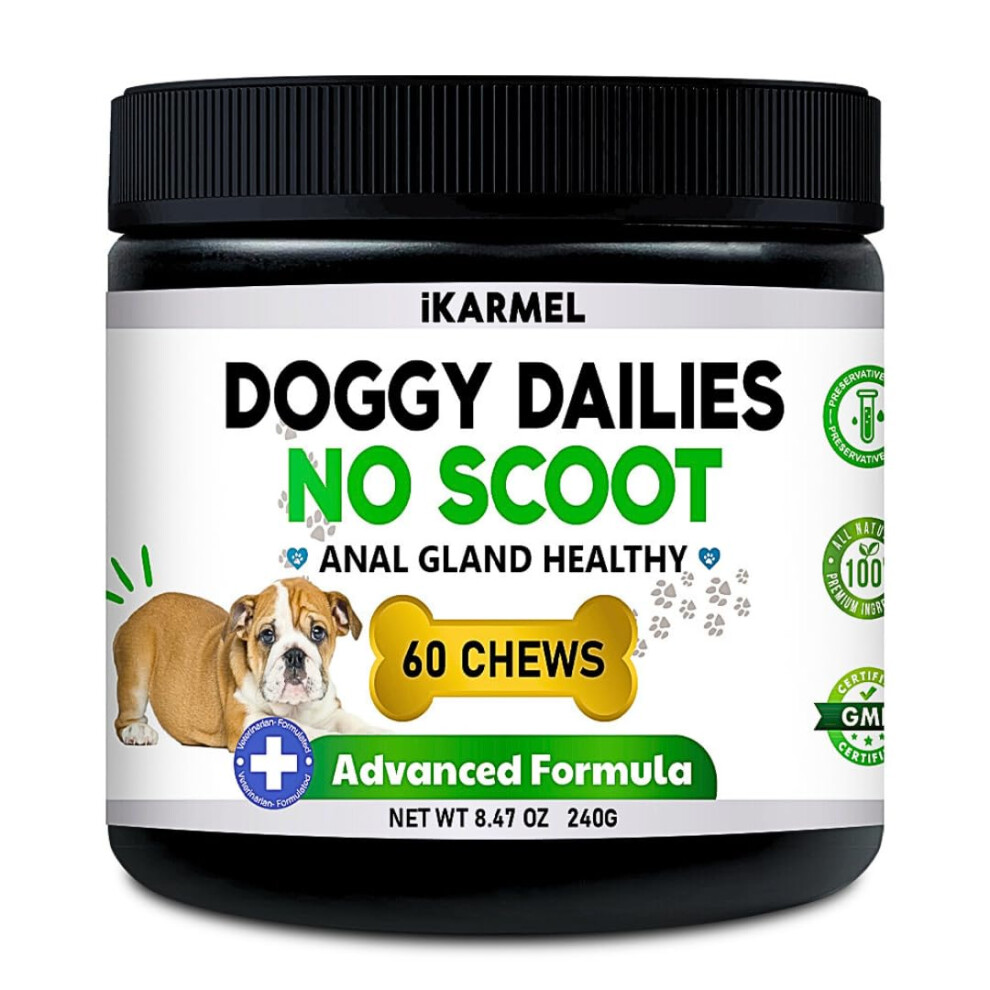 Doggy Dailies | Advanced Anal Gland Support Chews for Dogs | No Scoot Pet Supplements | Fibre Supplement With Pumpkin