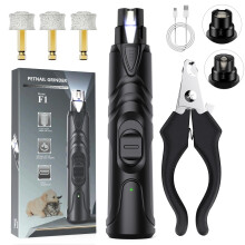 Pet Dog Nail Grinder, Professional Pet Nail Grinder Low Noise, 2-Speed Mode Dog Claw Grinder Pet Nail Trimmer with LED