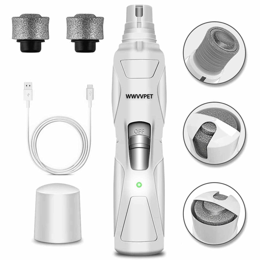 Pet Nail Grinder with LED Light & 2 Grinding Heads, 2-Speed Low Noise & More - Image 2