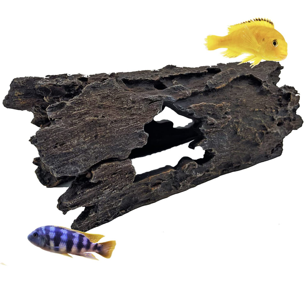 Large 35cm Log Drift Wood Cave Hide Hole Artificial Polyresin Aquarium Ornament Aquatic Model Decoration Fish Tank