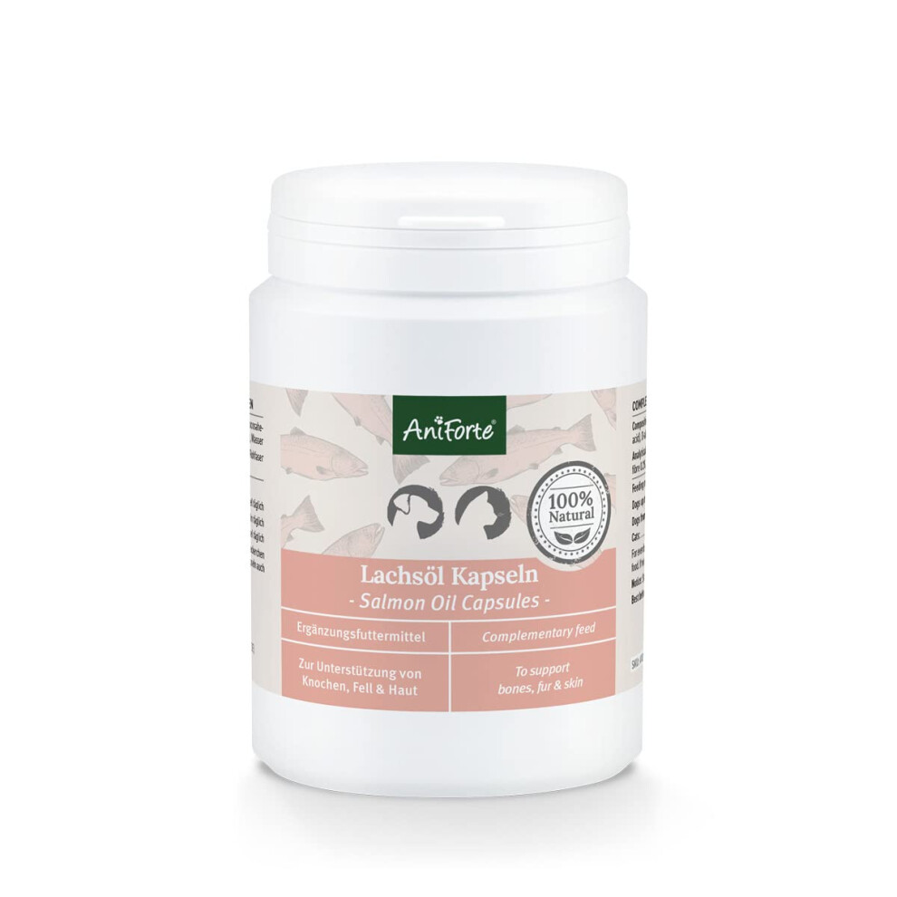 Aniforte Salmon Premium Oil For Dogs & Cats, 200 Tablets - 100% Natural Norwegian Fish Oil Supplement With Omega 3, 6 & Epa, Dha