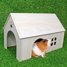 Wooden Guinea Pig House,40 x 24 x 26 cm Large Guinea Pig Hideout Baby Rabbit Hideout Small Pet House with Windows for