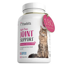 180 Pawbits Joint Support for Cats Tablets for Stiff & Mature Adult Cats Anti-Inflammatory Relief Supplements, Green