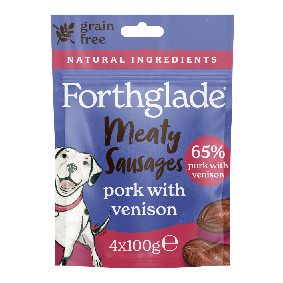 100% Natural Meaty Sausages 4x 100g Resealable Bags â 65% Pork with Venison, Grain-Free, Air-Dried, Indulgent Best