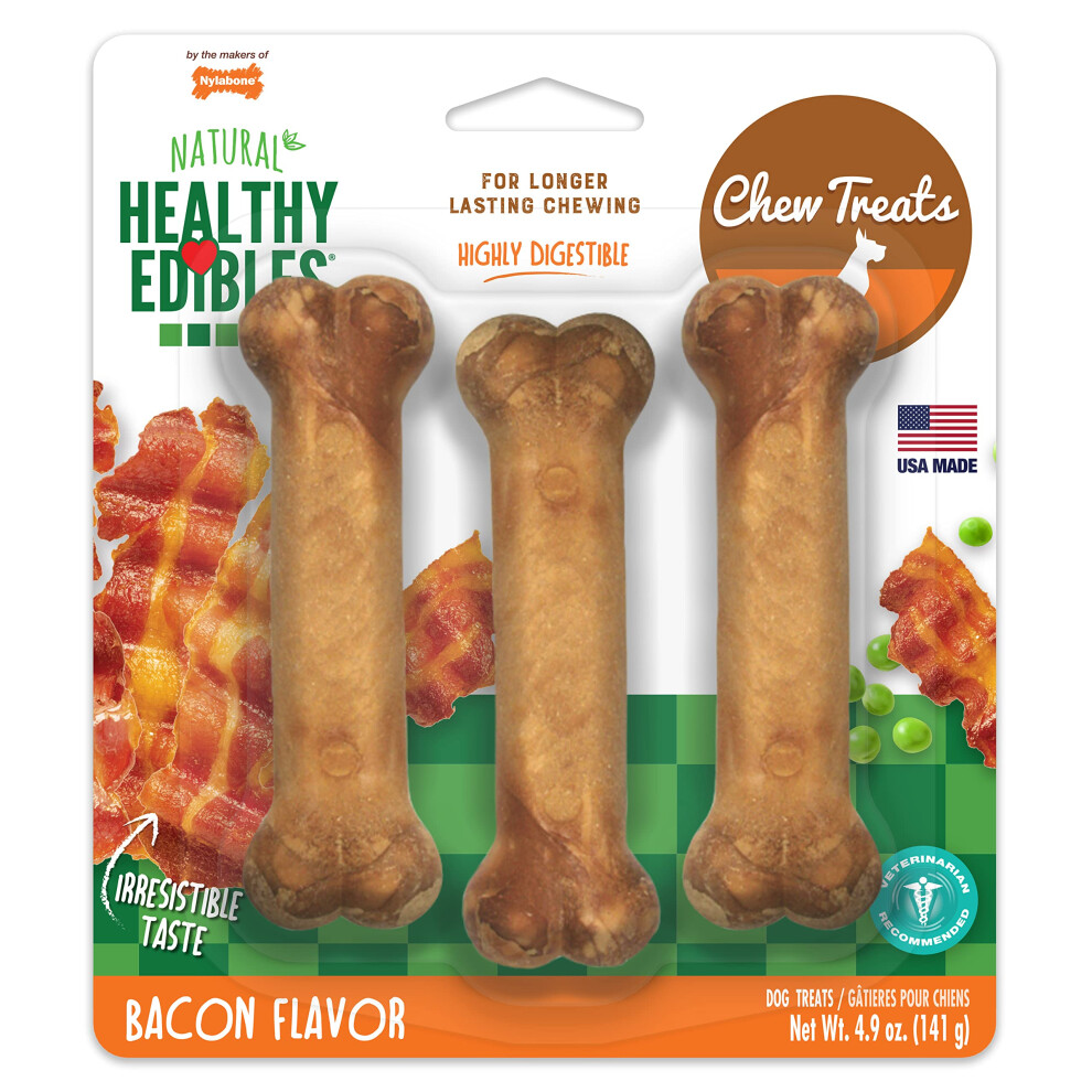 Healthy Edibles Regular Bacon Flavored Dog Treats with Vitamins, Triple Pack