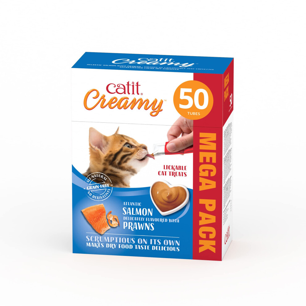 Creamy Salmon & Prawn Lickable Cat Treats 50 Pack