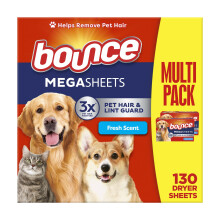 Pet Fresh Dryer Sheets - Pet Hair & Lint Guard - Mega Sheet - One (1) Box 80ct