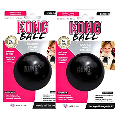 KONG Extreme Ball Dog Toy - Medium/Large, Black x 2