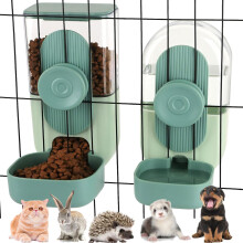 Pet Food Water Dispenser, Small Animals Feeder and Waterer Set Hanging Automatic Food Water Bowl for Cage, Feeding Water