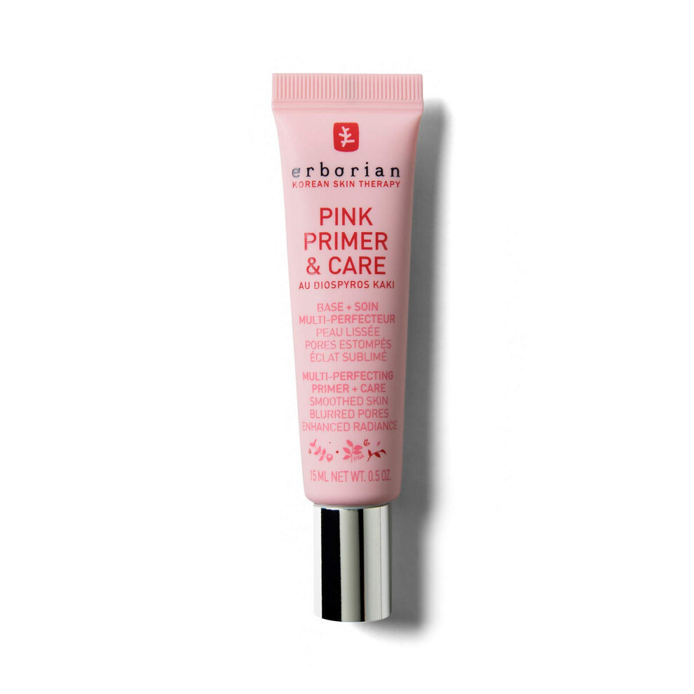 Erborian Pink Primer & Care Skin Perfecting Radiance Primer, Refined Skin Texture Effect