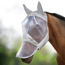 CareMaster Horse Fly Mask Long Nose with Ears Full Face Moonlight Silver Large Full Size