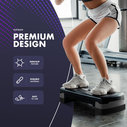 KAYMAN Exercise Stepper, Adjustable Fitness Step Platform, Grey, 2 Step 2