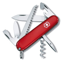 Camper Swiss Army Knife, Medium, Multi Tool, Camping Knife, 13 Functions, Blade, Bottle Opener, Red, 91 mm, 1.3613