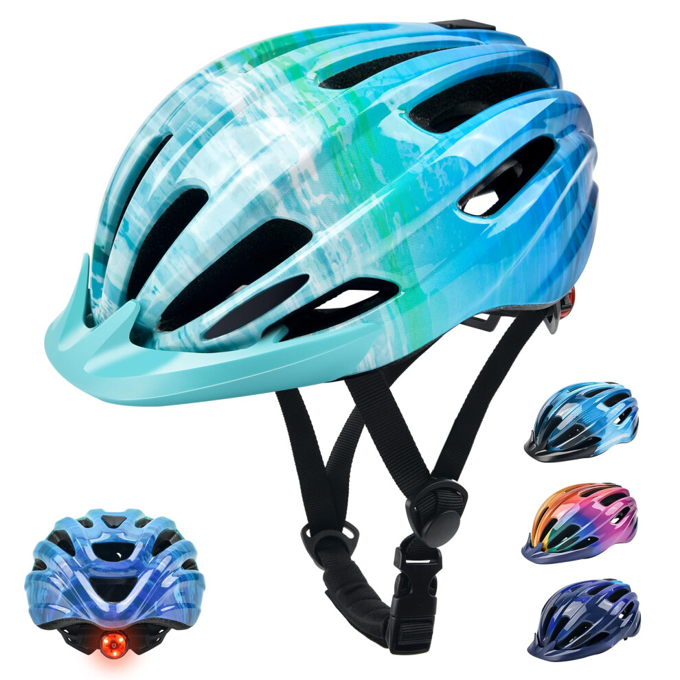 Kids Bike Helmet, Bike Helmets for Kids with Light and Visor for Boys Girls Bike Helmet Kids Cycle Helmet Kids Childrens