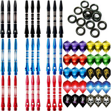 87 Pcs Darts Shafts and Flights Aluminum 2BA Medium Dart Stems Assorted Thread Throwing Fitting with O'ring for Indoor