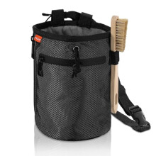 Climbing Chalk Bag with Chalk Brush, Waterproof Nylon Bouldering Chalk Bag Bucket with 2 Large Zippered Storage Pockets