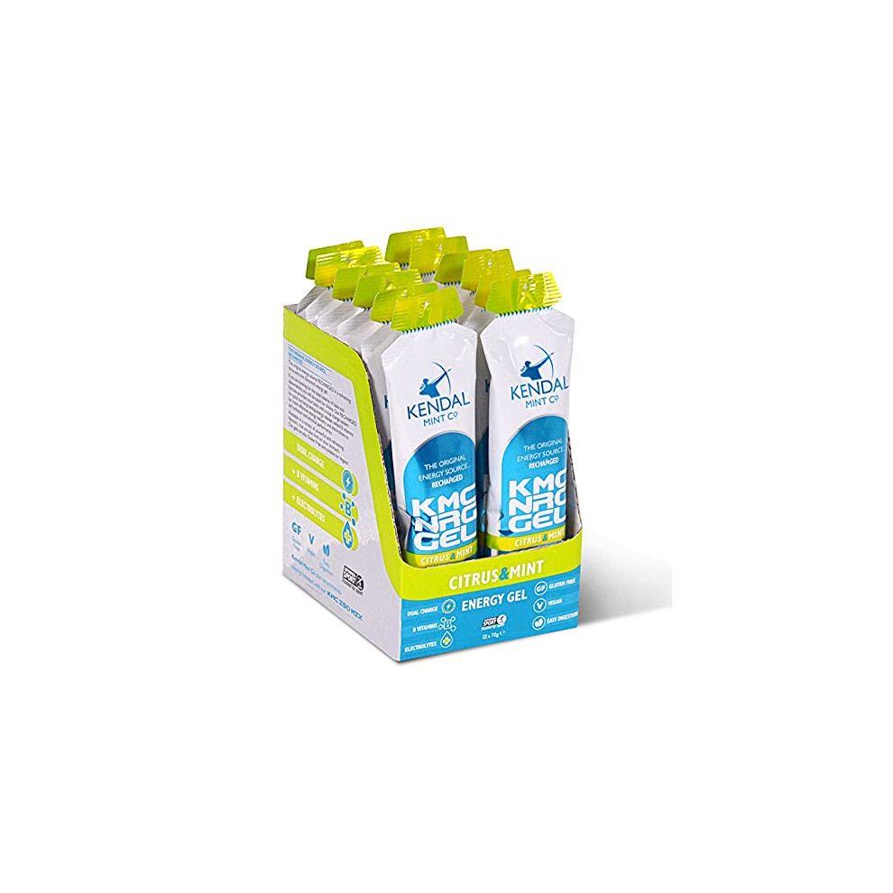 Kendal Mint Co. (Kmc) Kendal Mint Co: Energy Gel - Citrus & Mint Flavour (12 X 70G) | Instant & Long-Lasting, Caffeine Free, 27G Carb,