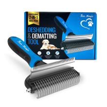Deshedding and Dematting Tool – 2-in-1 Double-Sided Dog Grooming Brush for Long, Medium, Short Hair – Removes Knots,