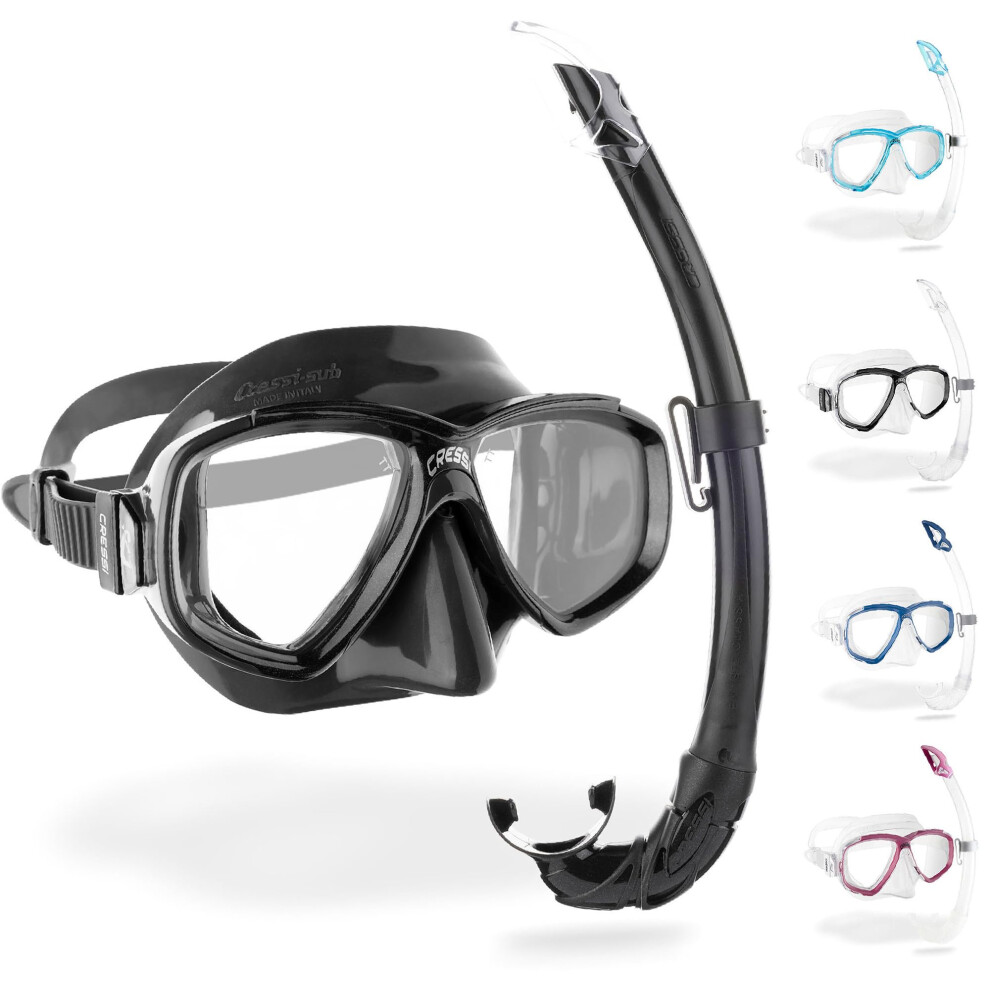 Perla & Mexico - Combo Set Dive/Snorkeling Mask & Snorkel, Adult Unisex, Clear/Black