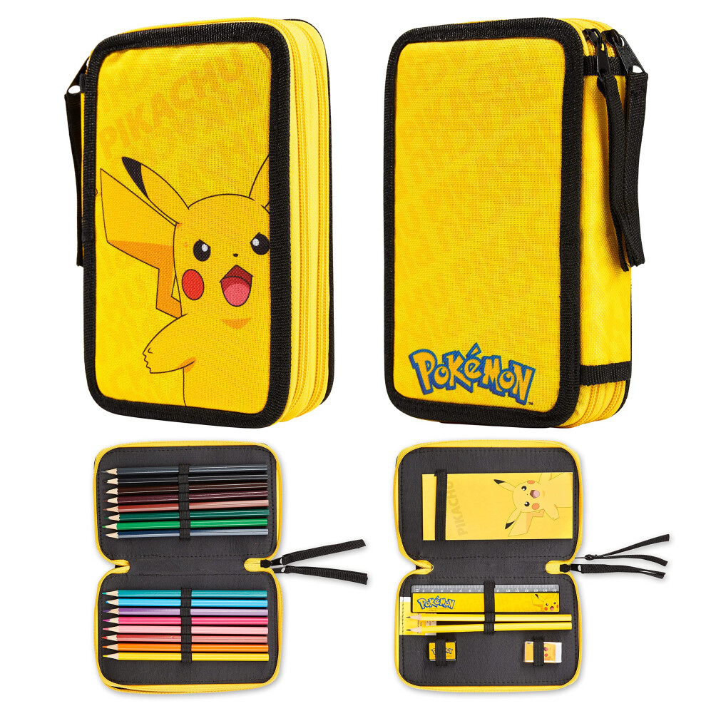 New Pokémon Boys Pencil Case For Pikachu Filled Pencil Case Stationery Set
