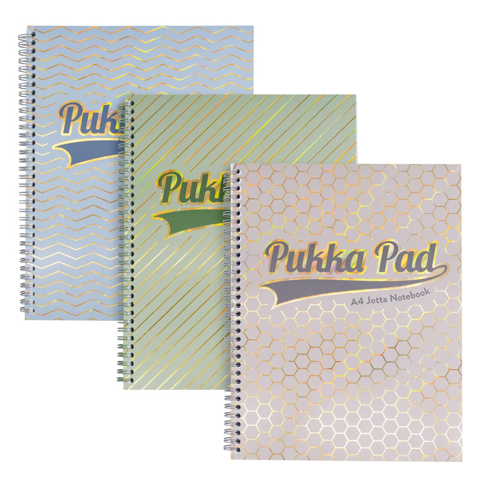Pukka Pad Haze A4 Jotta Notebook – Pack Of 3 Card Cover Wire-Bound Notepads With 200 Pages, 100 Sheets Of 80Gsm 8Mm Feint Ruled