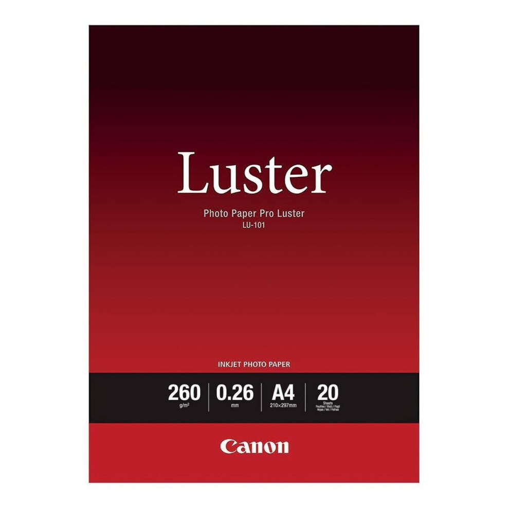 A4 Pro Luster Photo Paper (Pack of 20), White