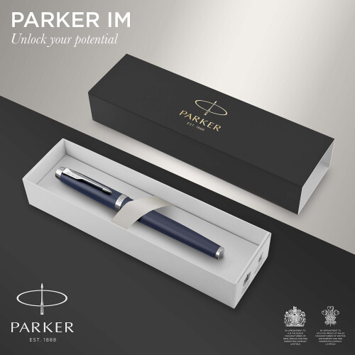 Parker IM Rollerball Pen | Matte Blue | Fine Point Black Ink | Gift Box 1