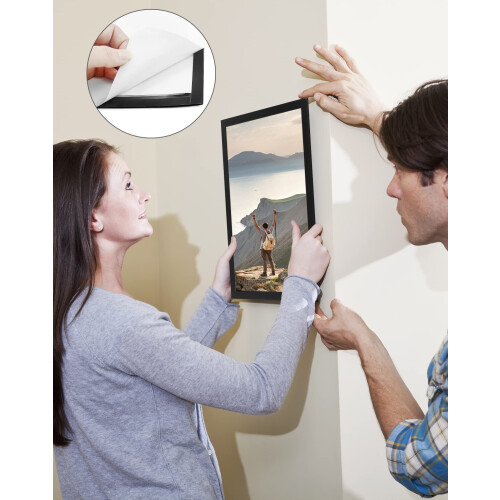 QWORK 10Pcs A4 Magnetic Frames, Adhesive Magnetic Display Frame, Black, for Ads, Notices, Documents 1